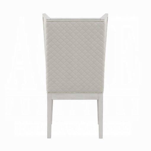 Acme Katia Light Gray Linen & Weathered White Hostess Chair - Set of 2 - Image 4