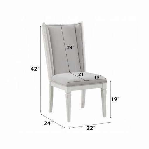 Acme Katia Light Gray Linen & Weathered White Hostess Chair - Set of 2 - Image 5