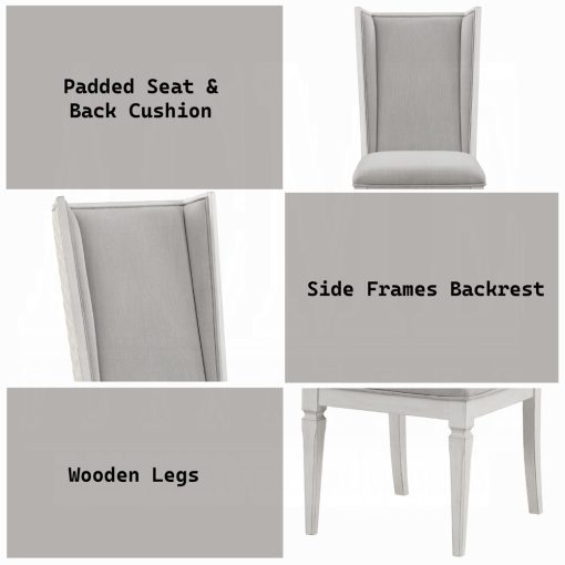 Acme Katia Light Gray Linen & Weathered White Hostess Chair - Set of 2 - Image 6