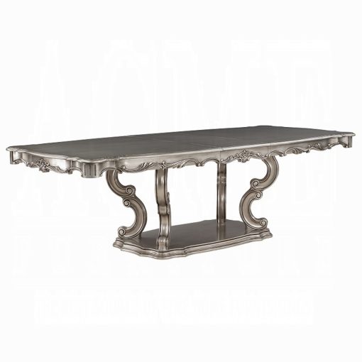 Acme Ariadne Antique Platinum Dining Table with Pedestal - Image 2