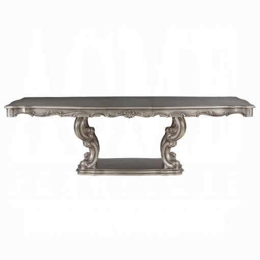 Acme Ariadne Antique Platinum Dining Table with Pedestal - Image 3