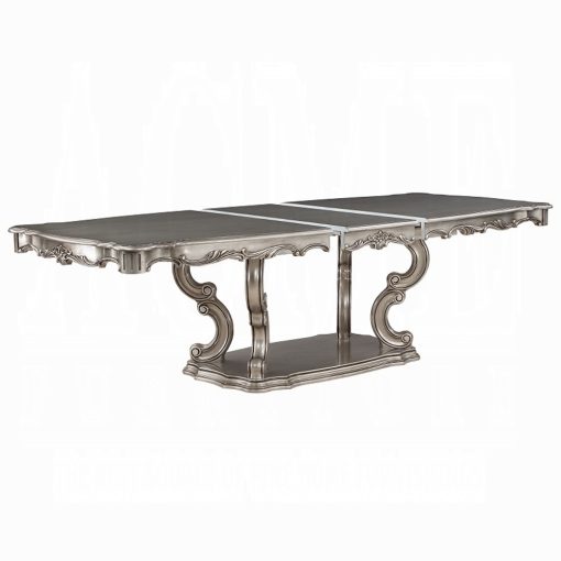Acme Ariadne Antique Platinum Dining Table with Pedestal - Image 4