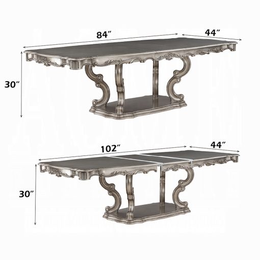 Acme Ariadne Antique Platinum Dining Table with Pedestal - Image 7