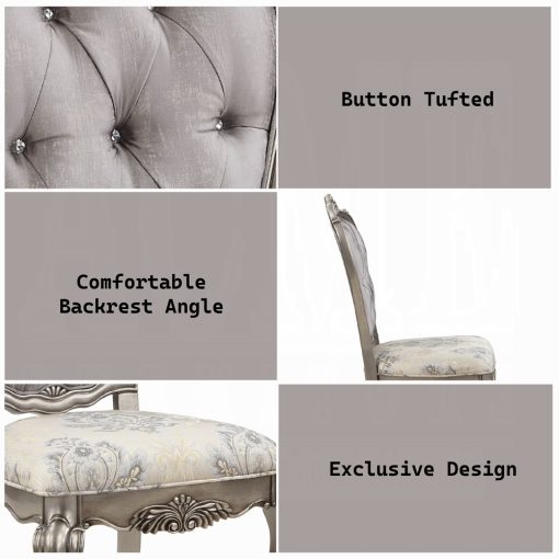 Acme Ariadne Velvet & Antique Platinum Side Chair - Set of 2 - Image 8