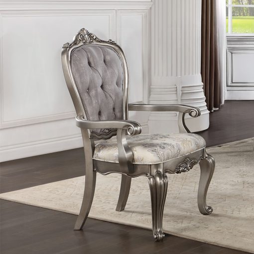 Acme Ariadne Velvet & Antique Platinum Arm Chair - Set of 2