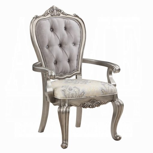 Acme Ariadne Velvet & Antique Platinum Arm Chair - Set of 2 - Image 2