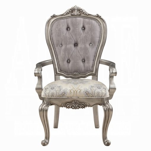 Acme Ariadne Velvet & Antique Platinum Arm Chair - Set of 2 - Image 3