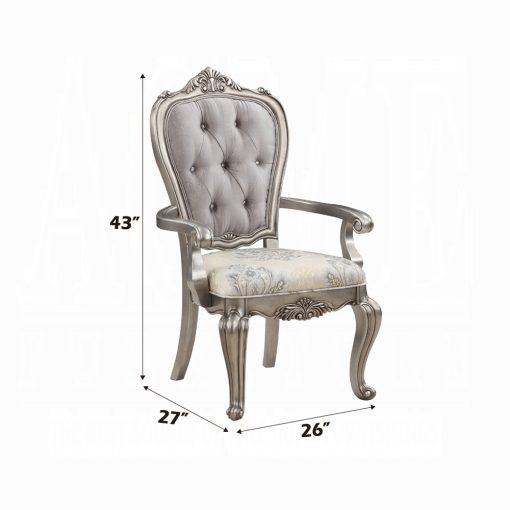 Acme Ariadne Velvet & Antique Platinum Arm Chair - Set of 2 - Image 6