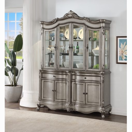 Acme Ariadne Antique Platinum Hutch & Buffet