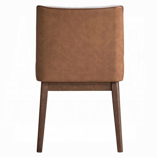 Acme Ginny White Boucle Brown Velvet & Walnut Side Chair - Set 2 - Image 4