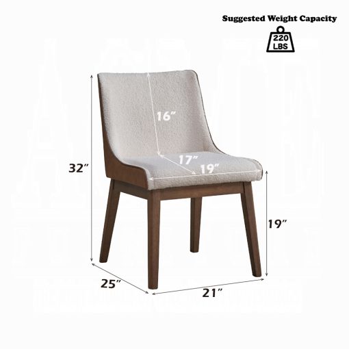 Acme Ginny White Boucle Brown Velvet & Walnut Side Chair - Set 2 - Image 9