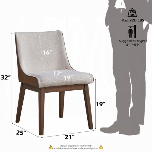 Acme Ginny White Boucle Brown Velvet & Walnut Side Chair - Set 2 - Image 11
