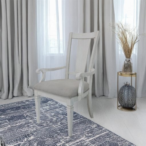 Acme Katia Light Gray Linen & Weathered White Arm Chair - Set of 2
