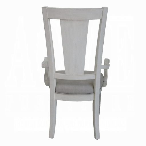 Acme Katia Light Gray Linen & Weathered White Arm Chair - Set of 2 - Image 5
