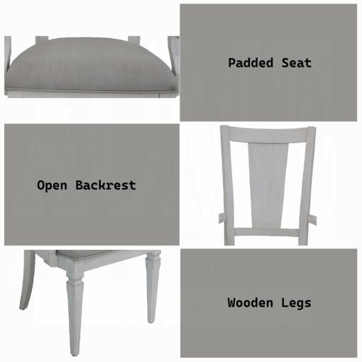 Acme Katia Light Gray Linen & Weathered White Arm Chair - Set of 2 - Image 7