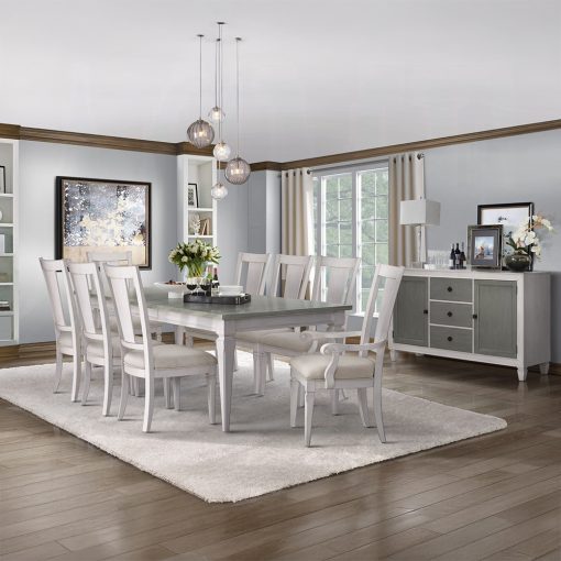 Acme Katia Light Gray Linen & Weathered White Arm Chair - Set of 2 - Image 8