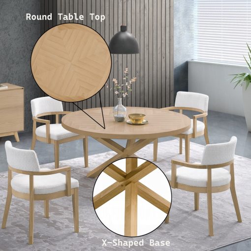 Acme Kasem Oak Round Dining Table - Image 6