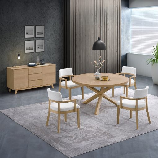 Acme Kasem Oak Round Dining Table - Image 4