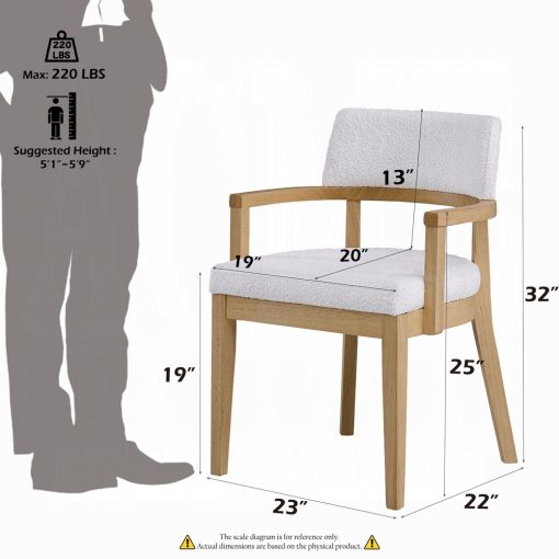 Acme Kasem Gorge Fabric & Oak Arm Chair - Set of 2 - Image 7