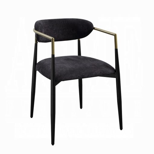 Acme Jaramillo Black Chenille & Black Arm Chair - Set of 2 - Image 2