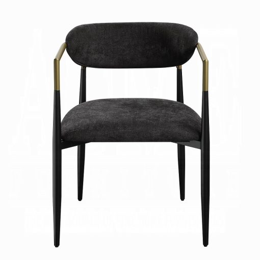 Acme Jaramillo Black Chenille & Black Arm Chair - Set of 2 - Image 3