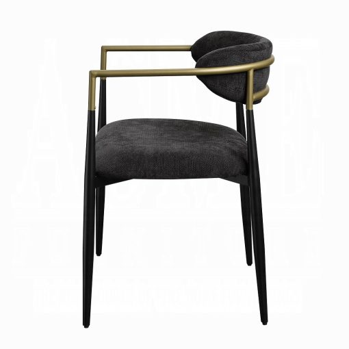Acme Jaramillo Black Chenille & Black Arm Chair - Set of 2 - Image 4