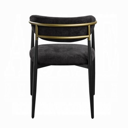 Acme Jaramillo Black Chenille & Black Arm Chair - Set of 2 - Image 5
