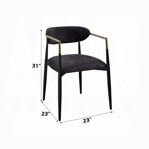 Acme Jaramillo Black Chenille & Black Arm Chair - Set of 2 - Image 6