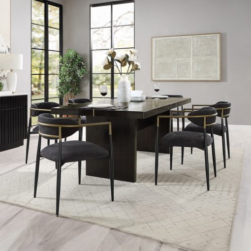 Acme Jaramillo Black Chenille & Black Arm Chair - Set of 2 - Image 9
