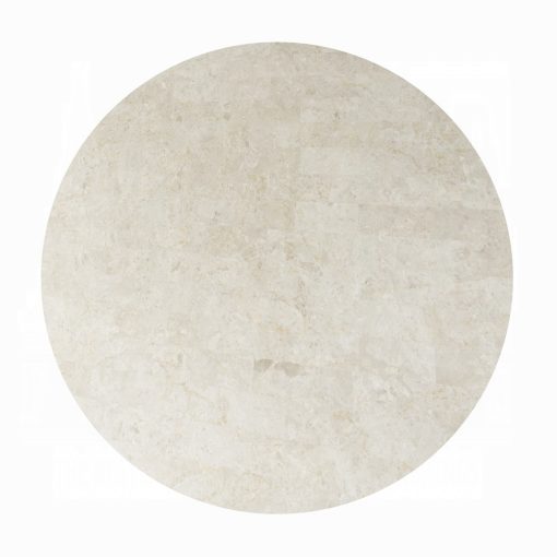 Acme Qwin Gray Fabric & Weathered Gray Oak Round Dining Table with Marble Top - Image 6