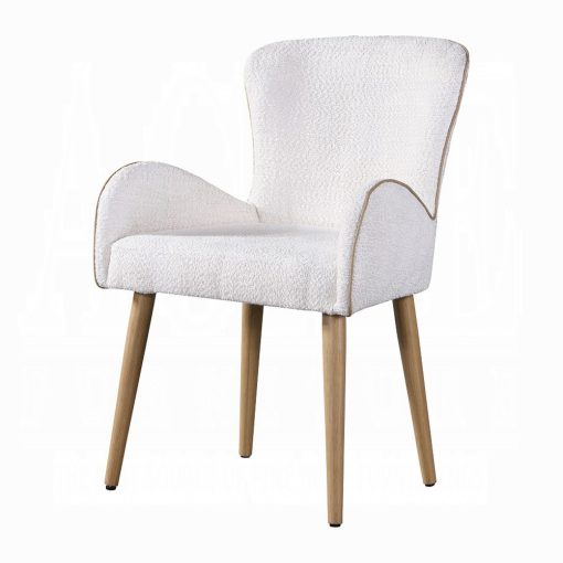 Acme Qwin Beige Boucle & Oak Side Chair - Set of 2 - Image 2
