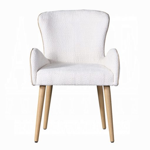 Acme Qwin Beige Boucle & Oak Side Chair - Set of 2 - Image 3