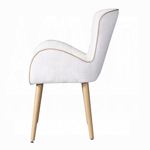 Acme Qwin Beige Boucle & Oak Side Chair - Set of 2 - Image 4
