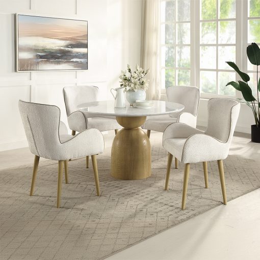 Acme Qwin Beige Boucle & Oak Side Chair - Set of 2 - Image 6