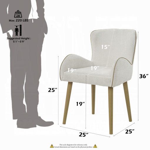 Acme Qwin Beige Boucle & Oak Side Chair - Set of 2 - Image 8