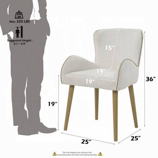 Acme Qwin Beige Boucle & Oak Side Chair - Set of 2 - Image 9