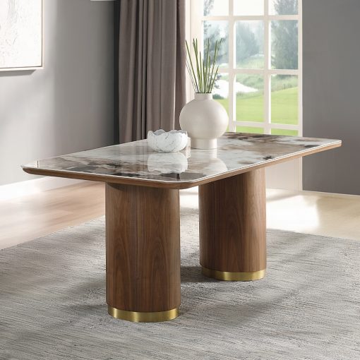 Acme Willene Ceramic Top & Walnut Dining Table with Ceramic Top