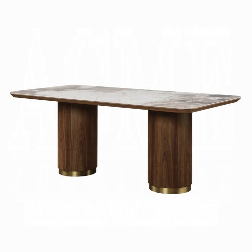 Acme Willene Ceramic Top & Walnut Dining Table with Ceramic Top - Image 4
