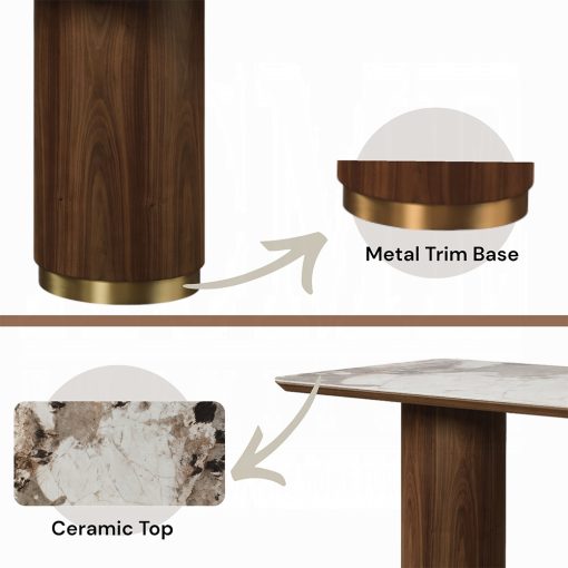 Acme Willene Ceramic Top & Walnut Dining Table with Ceramic Top - Image 7