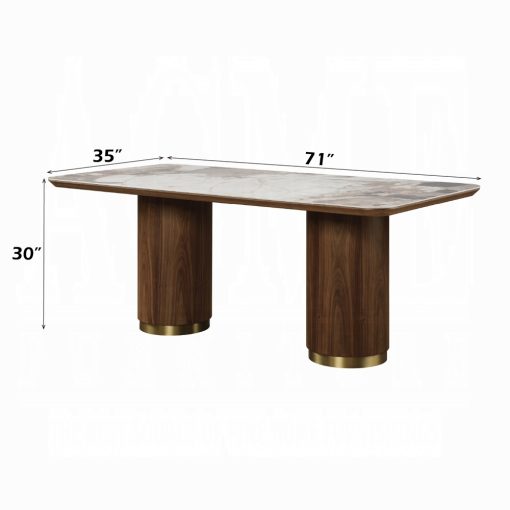 Acme Willene Ceramic Top & Walnut Dining Table with Ceramic Top - Image 8