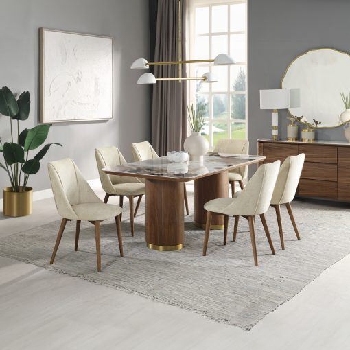 Acme Willene Ceramic Top & Walnut Dining Table with Ceramic Top - Image 2