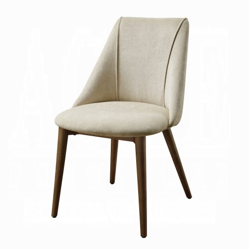 Acme Willene Beige Fabric & Walnut Side Chair - Set of 2 - Image 4