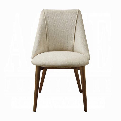 Acme Willene Beige Fabric & Walnut Side Chair - Set of 2 - Image 5
