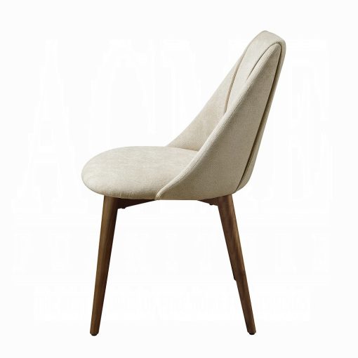 Acme Willene Beige Fabric & Walnut Side Chair - Set of 2 - Image 6