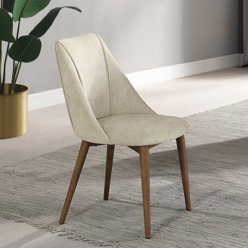 Acme Willene Beige Fabric & Walnut Side Chair - Set of 2