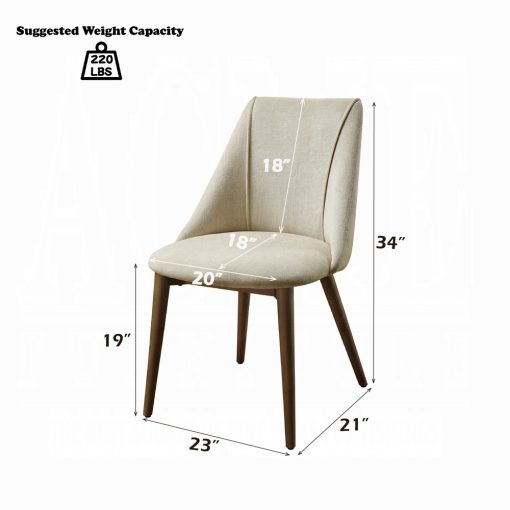 Acme Willene Beige Fabric & Walnut Side Chair - Set of 2 - Image 9