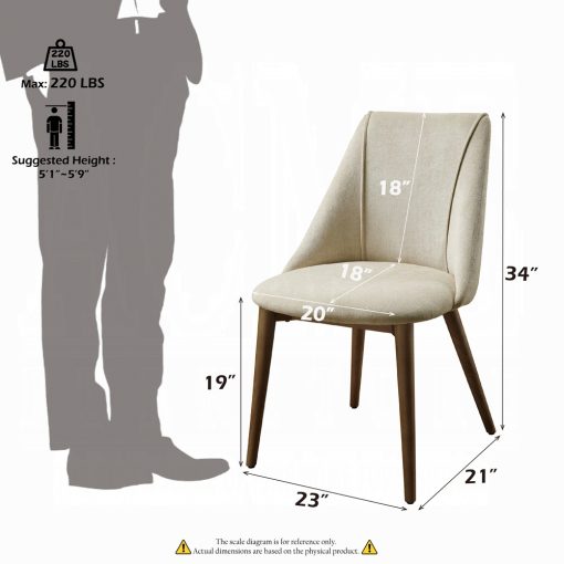Acme Willene Beige Fabric & Walnut Side Chair - Set of 2 - Image 10