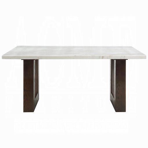Acme Edwyn White Natural & Brown Dining Table with Marble Top - Image 5