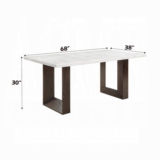 Acme Edwyn White Natural & Brown Dining Table with Marble Top - Image 6