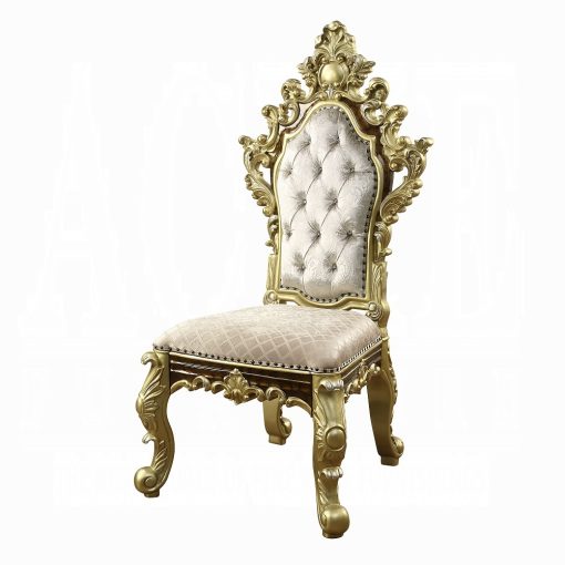 Acme Desiderius Antique Gold & Hand-Painted Brown Side Chair - Set of 2 - Image 2